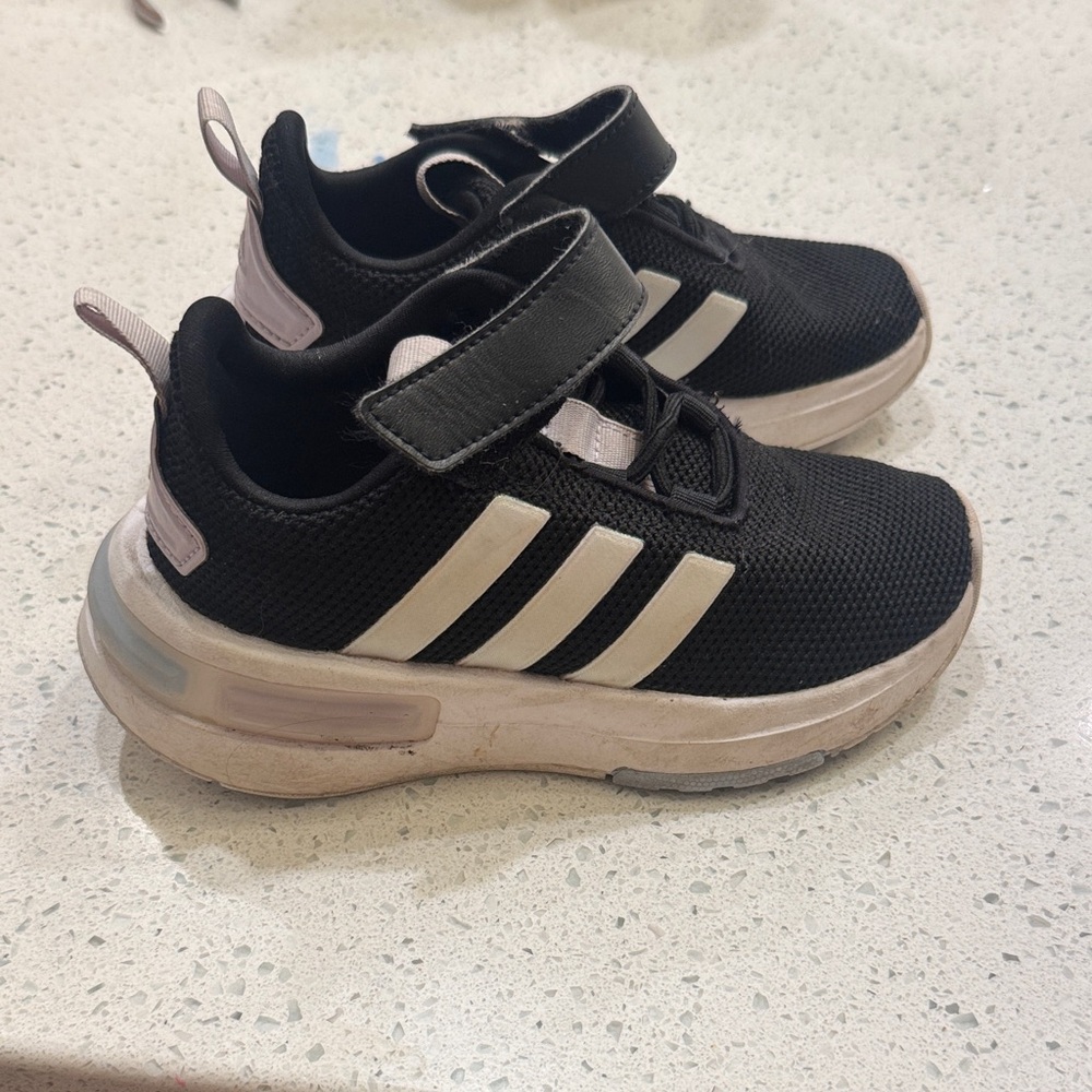 Adidas Kids Black and Cream Sneakers